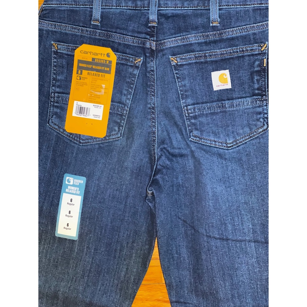 Carhartt Womens Rugged Flex Relaxed Fit Stretch Denim‎ Jeans Indigo 6 Reg